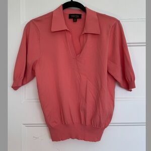 Coral short sleeved collared sweater